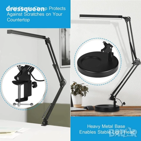 4441 Универсална LED лампа 2-в-1: Със стойка и щипка за всяко бюро, шкаф или легло, снимка 4 - Настолни лампи - 53636319