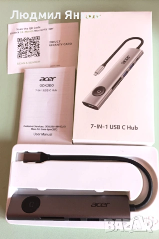 ACER 7-in-1 USB C Hub, снимка 3 - Лаптоп аксесоари - 53674338