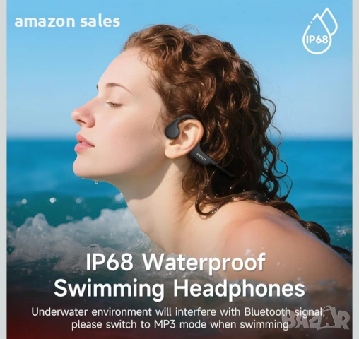 IFECCO X27 Водоустойчиви слушалки IP68 Bluetooth 6.0,с 8GB MP3,с костна проводимост (сини), снимка 2 - Безжични слушалки - 54239527