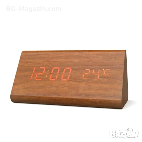 Декоративен LED настолен часовник дървен дигитален термометър USB постоянно светещ на ток електронен, снимка 5 - Други - 51039121