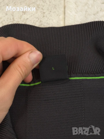 Мъжки пуловер BOSS Zidor Quarter-Zip Черен Слим | MSRP €199 | Размер L, снимка 7 - Спортни дрехи, екипи - 53595758