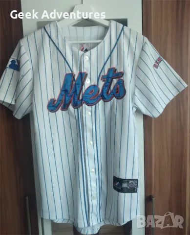 Мъжка Бяла Бейзбол Тениска Jersey Mets Размер XS MLB Американски Спорт, снимка 1