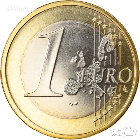 РЯДКО!!! 1 евро 2002 г. - Германия, със знак "А", снимка 2 - Нумизматика и бонистика - 53359603