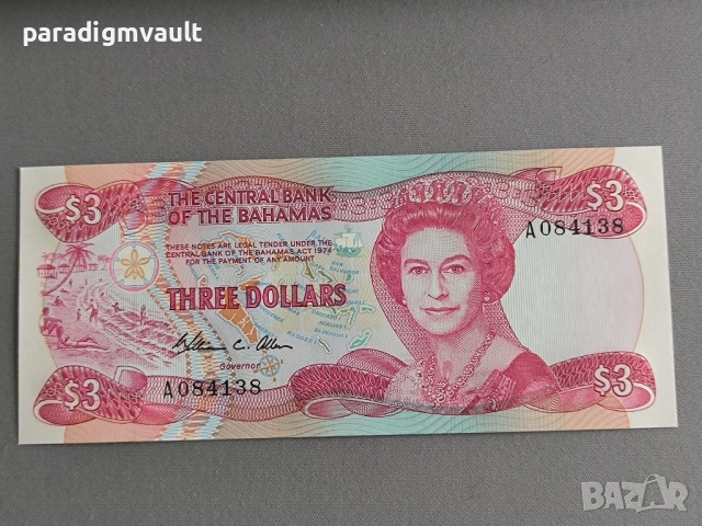 Банкнота - Бахами - 3 долара | 1974г.