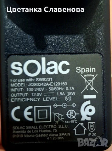 АДАПТЕР /Зарядно  12V/1.5A S-18W-12V DC 5.5MMX2.5MM, снимка 1