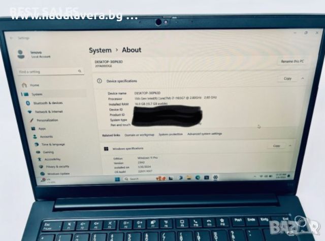 Лаптоп Lenovo E14 gen 2 i7 10gen 16GB RAM 512SSD с Гаранция към LENOVO , снимка 7 - Лаптопи за работа - 46576741