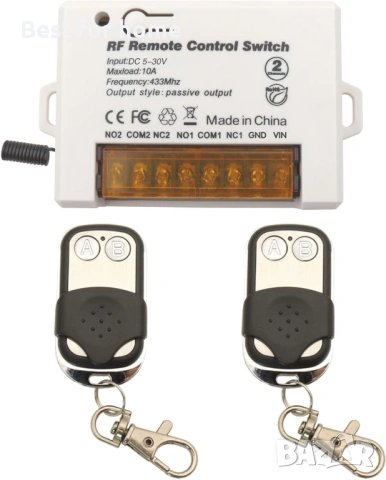 Модул DieseRC 2 канала безжично реле с дистанционно управление 433Mhz RF DC 5V 12V 24V 30V 10A 