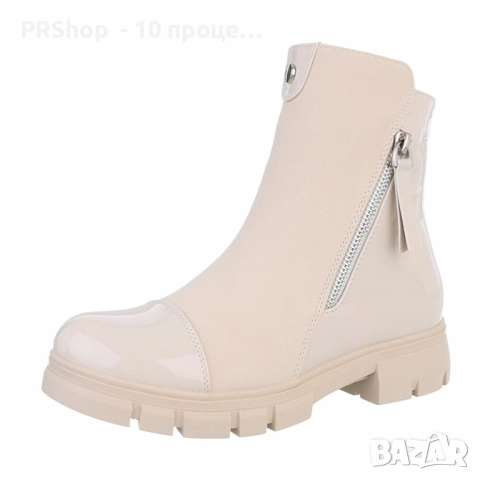 Дамски класически ботуши/боти, еко кожа/лак, Бежови или Черни, снимка 4 - Дамски боти - 52024202