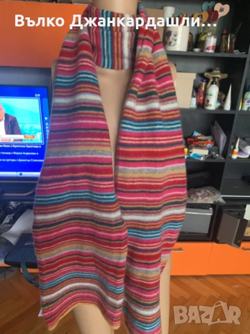 Пъстър шал вълна и ангора, снимка 5 - Шалове - 53768811