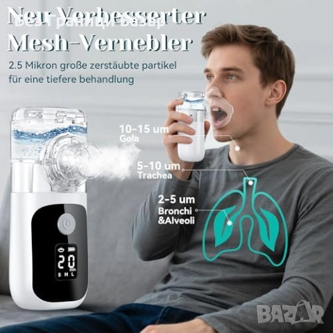 Нов тих Портативен инхалатор за деца и възрастни LCD Type-C 3 режима, снимка 3 - Други - 53985606