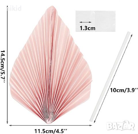 Оригами ветрило хартиени листа листо розово за украса декорация торта и др, снимка 3 - Други - 46699375