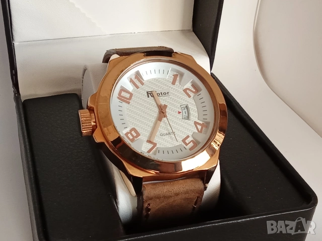 Мъжки немски часовник Raptor с дата и кожена каишка