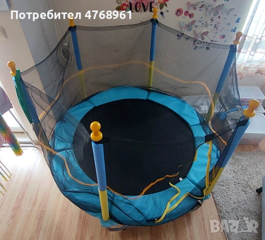 Детски батут с предпазна мрежа – 140 см, снимка 2 - Фитнес уреди - 53876586