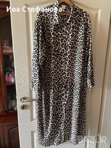 Нова ежедневна дълга елегантна леопардова тигрова рокля риза hm h&m вискоза , снимка 6 - Рокли - 45863584
