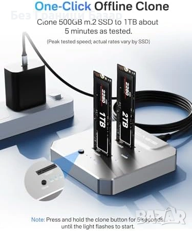 Нов ACASIS NVMe M.2 Дубликатор USB-C Док Станция 10Gbps за бързо клониране, снимка 6 - Друга електроника - 54089938