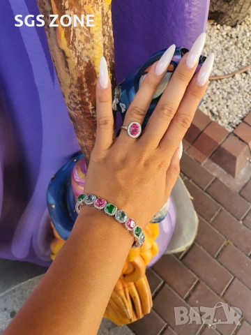 СРЕБЪРНА ГРИВНА ОТ ТАЙЛАНД С ЕСТЕСТВЕН ТОПАЗ И РОДИЕВО ПОКРИТИЕ, снимка 2 - Гривни - 52457983