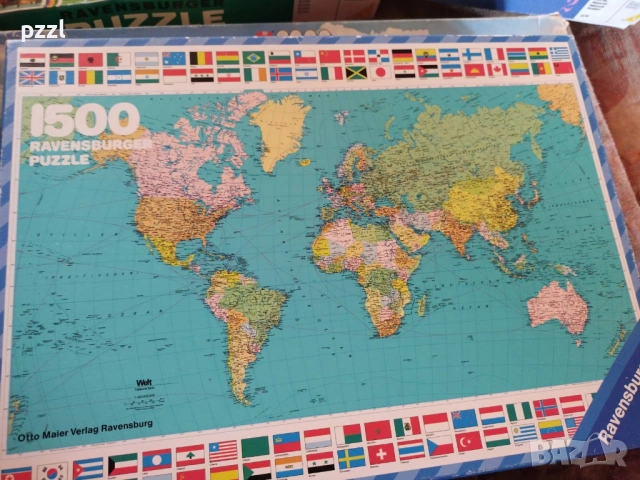 Пъзел "World Map” Ravensburger 1971г. 1500 части , снимка 2 - Пъзели - 53694171