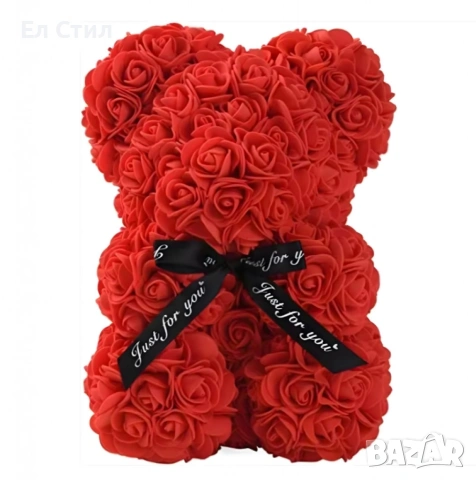 Плюшено мече с LED рози - подарък за мама, момиче, баба - комплект вечни рози 25 см, снимка 2 - Подаръци за жени - 53574544