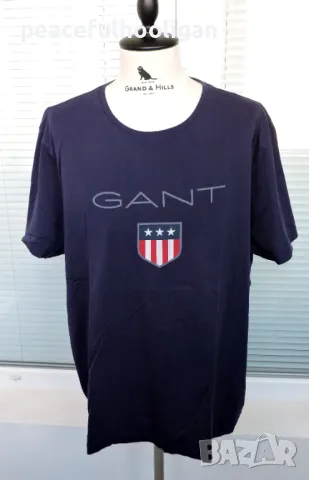 GANT Men Blue Archive Shield Crew Neck Short Sleeve T-Shirt Size 2XL, снимка 1 - Тениски - 47643849