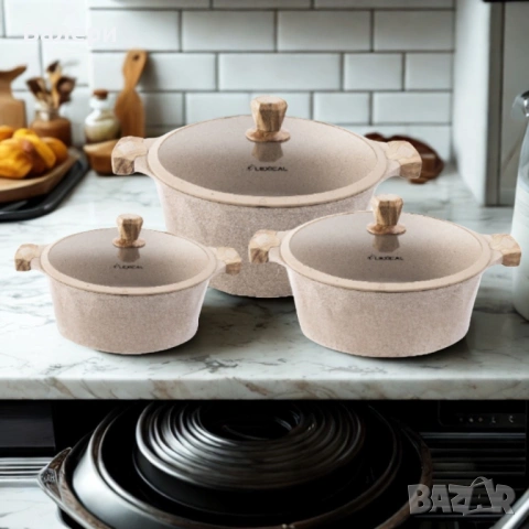 Готварски комплект касероли PEARL SERIES Lexical – Лукс, ефективност и стил в кухнята, снимка 4 - Съдове за готвене - 53205047