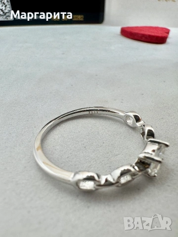 Сребърен пръстен с мойсанит (диамант) 0.5 карата, снимка 8 - Пръстени - 53205675