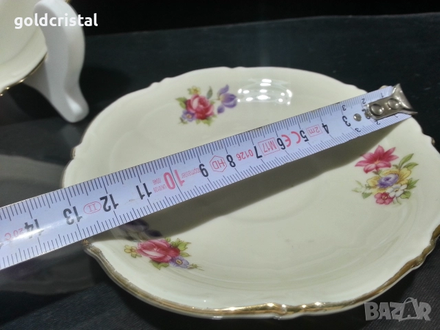 старинен немски порцелан чаша са кафе с чинийки , снимка 4 - Антикварни и старинни предмети - 52777329