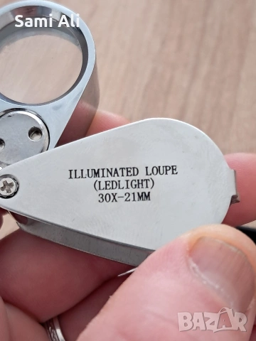 Бижутерска лупа 30x-21mm с LED осветление - Като нова, снимка 5 - Други - 53670290
