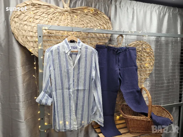 ЛЕНЕНА  бяла мъжка риза на рае+ панталон- 38 размер, снимка 1