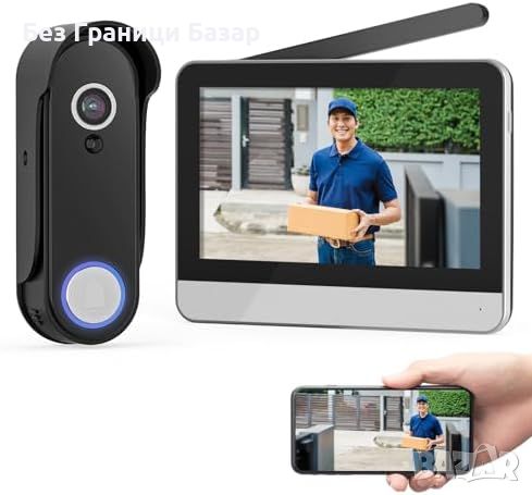Нов Безжичен видео звънец с 1080P дисплей и двупосочно аудио за дом , снимка 1 - Друга електроника - 45785611