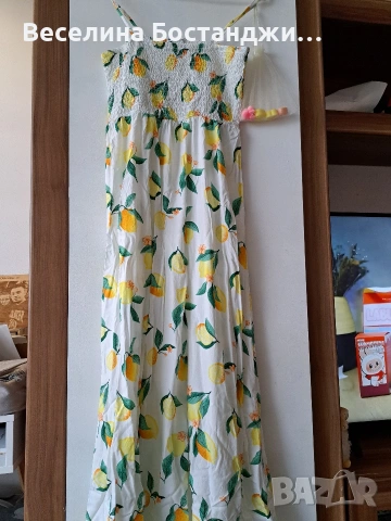Дълга рокля на лимони, снимка 3 - Рокли - 54038707
