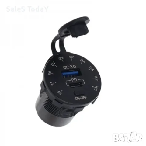 Адаптер за запалка с волтметър, USB порт и Type-C порт, снимка 4 - Аксесоари и консумативи - 49823697