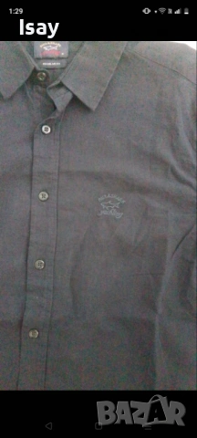 Мъжка риза Паул Шарк в тъмно син цвят 75% лен 25% памук, снимка 3 - Ризи - 53919893