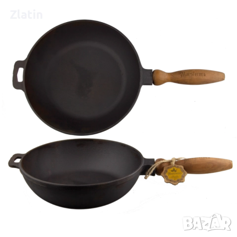 Чугунен тиган с дървена дръжка 24х4 см - Maysternya