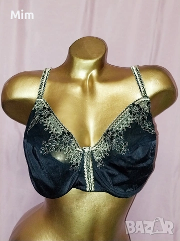 Ulla Popken 110 D Черен сутиен с бродерия 