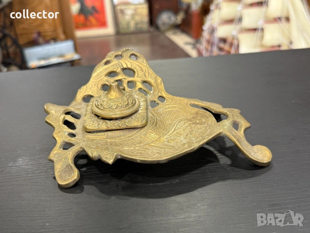 Стара бронзова мастилница. №8065, снимка 2 - Колекции - 54051676