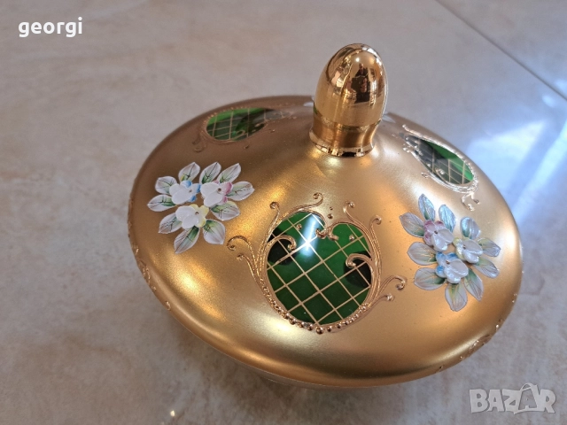 Bohemia бонбониера с позлата , снимка 4 - Антикварни и старинни предмети - 52599236