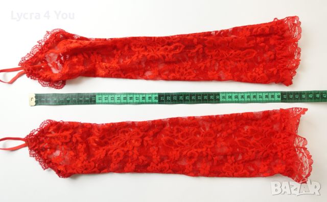 Поръчани - Дамски червени дантелени ръкавици , снимка 2 - Ръкавици - 46266028