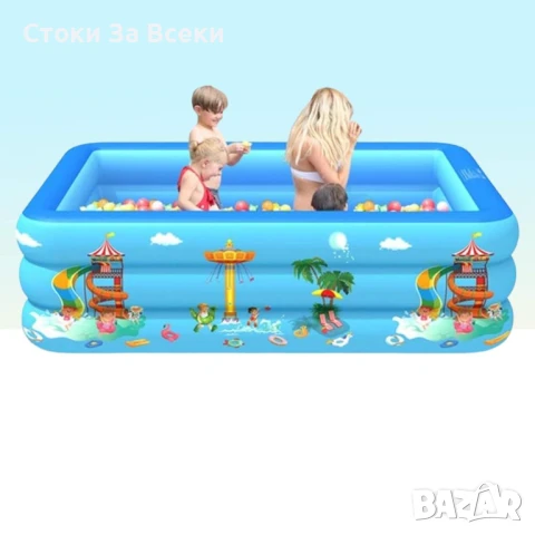 Удебелен детски надуваем басейн - Лято, изпълнено с безопасни водни забавления!, снимка 1