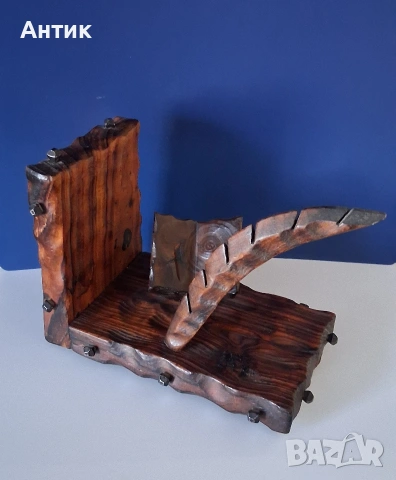 Масивен Дървен Стопер за Книги Дърворезба , снимка 5 - Други ценни предмети - 53645065