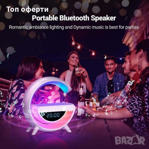 RGB Интелигентна Bluetooth LED Лампа BT-3401 с Безжично Зарядно и Множество Функции, снимка 6 - Лед осветление - 45627506