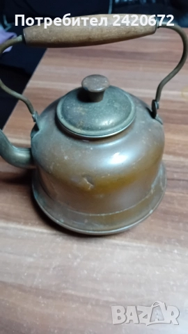 медна кана и меден чайник, снимка 2 - Антикварни и старинни предмети - 52563392