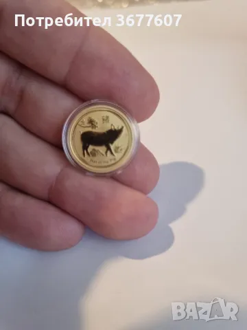 Златна монета  Австралийски лунар година на прасето 1/10 oz 2019, снимка 2 - Нумизматика и бонистика - 49554235