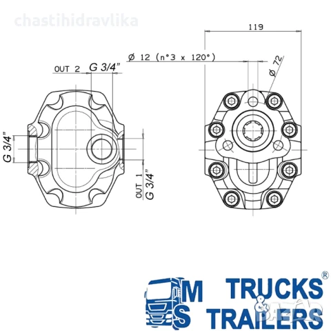 Зъбна помпа OMFB UNI NPH 43 10501100442 / 10501100433, снимка 2 - Части - 51062838