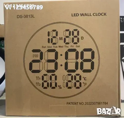 LED стенен часовник DS-3813L с време, седмица, температура, влажност+дистанционно, снимка 3 - Други - 52190009