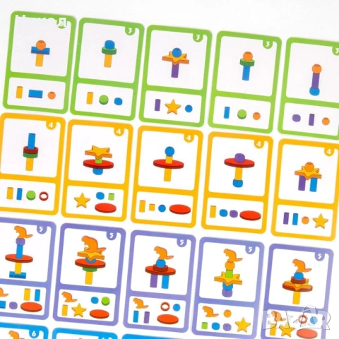 Игра от дървени блокове за развитие на когнитивните умения и наблюдателността Clip Clip Happy, снимка 2 - Образователни игри - 53568222