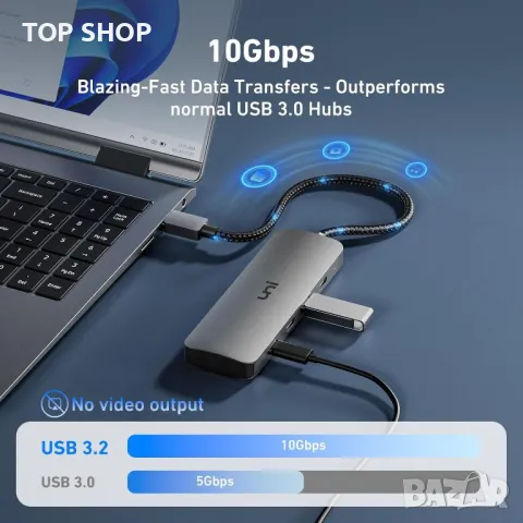 uni USB C хъб 10Gbps, USB C 3.2 Gen 2, 4 порта, снимка 5 - Кабели и адаптери - 49451985