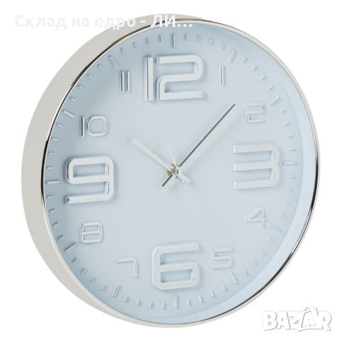 Стенен часовник Liberta, ПВЦ, Сребрист, Бял, 30см, снимка 1 - Стенни часовници - 45701418