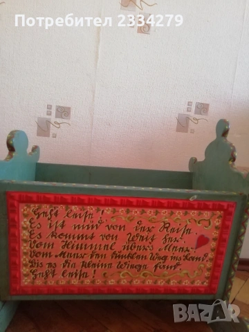 Стари дървени люлка-легло, люлеещ кон и атрибут за обучение, дървени рисувани. , снимка 5 - Антикварни и старинни предмети - 53865268