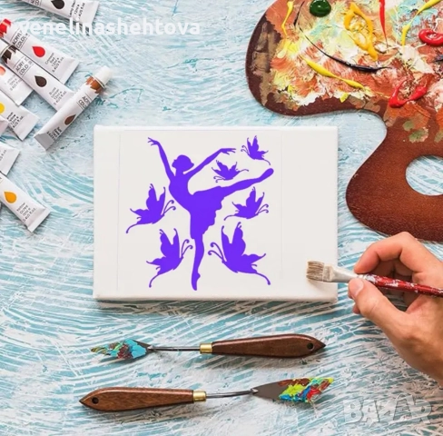 Шаблон стенсил балерина и пеперуди декорация торта скрапбукинг текстил дърво , снимка 2 - Други - 52872498