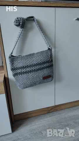 Дамска плетена луксозна чанта , ръчно изработена , многоцветна , снимка 5 - Чанти - 40479503